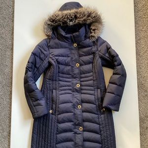 Anne Klein Hooded Navy Puffer Parka Coat